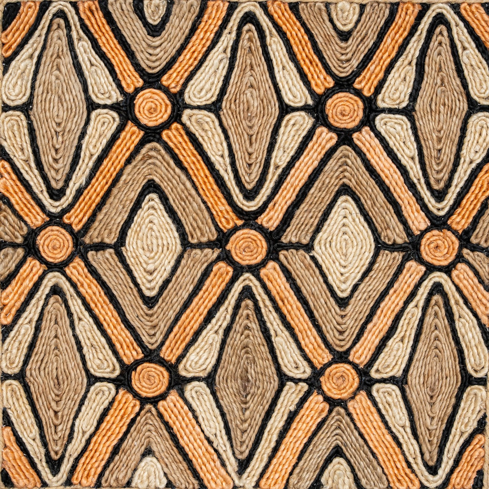 Abaca Dhurrie Pink Black Natural